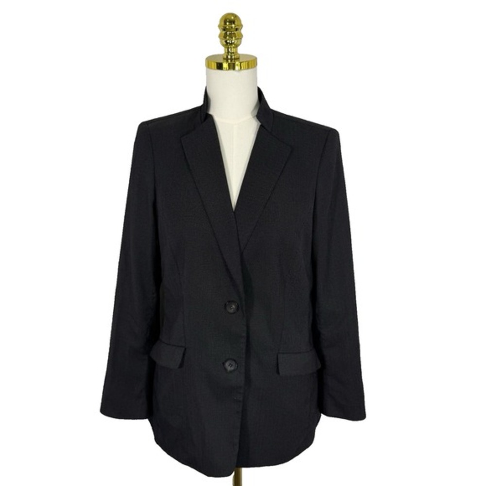 Lafayette 148 Womens Blazer Jacket Size 10 Virgin Wool‎ Blend Micro Polka Dots